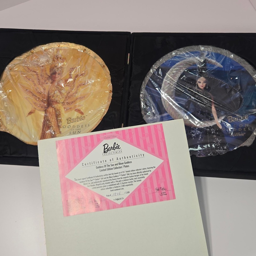 Barbie Collector Plates Bob Mackie Goddess Sun Moon Set 1506/2500 Gold Platinum